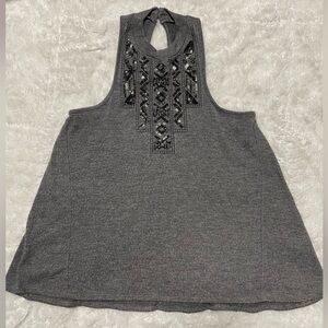 Hollister 💎 High Neck Beaded/Sequin Racerback Keyhole Tank Top